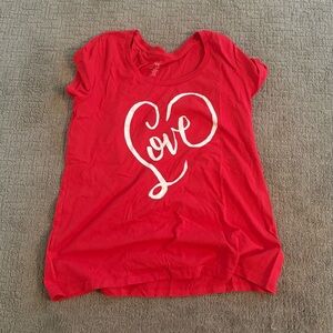 Torrid Red Tee with White Love Script